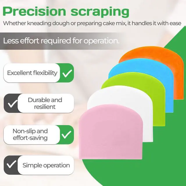 Alt view image 6 of 7 - 5 Pcs Dough Scraper Bench Scraper 4.65x3.66" Plastic Flexible Bowl Scraper Sharp-Edged Multi-Angle Cake Scraper Non-Slip Baking Tool Decorating Tool Shaping Tool (5Pcs Five colors)