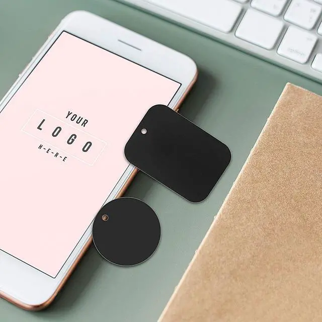Alt view image 6 of 6 - 24 Pieces Metal Mount Plate for Phone Magnet Car Holder, Black | with Adhesive Mount, for Magnetic Mounts Tablet Cradle, 12 Rectangle and 12 Round