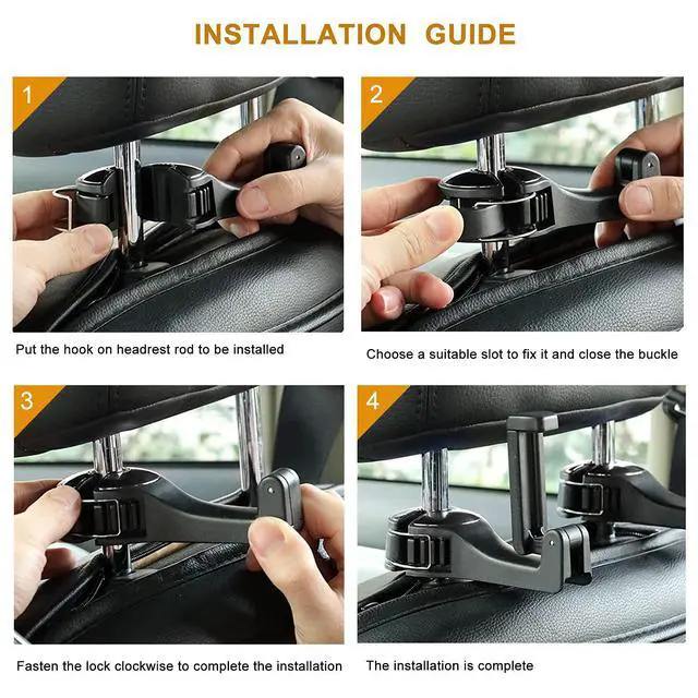 Alt view image 6 of 6 - Car Headrest Hook with Phone Holder, Universal 360 Rotation Headrest Hooks for Purses and Bags (Silver)