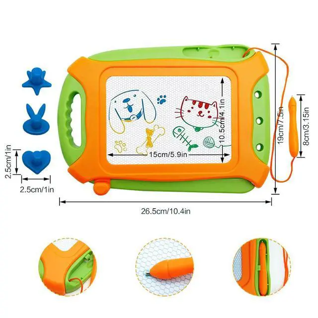 Alt view image 3 of 7 - Magnetic Drawing Board for Toddlers,Travel Size Toddlers Toys A Etch Toddler Sketch Colorful Erasable with One Carry Bag Magnet Pen and Three Stampers