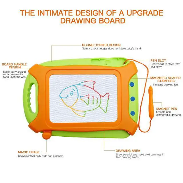 Alt view image 4 of 7 - Magnetic Drawing Board for Toddlers,Travel Size Toddlers Toys A Etch Toddler Sketch Colorful Erasable with One Carry Bag Magnet Pen and Three Stampers
