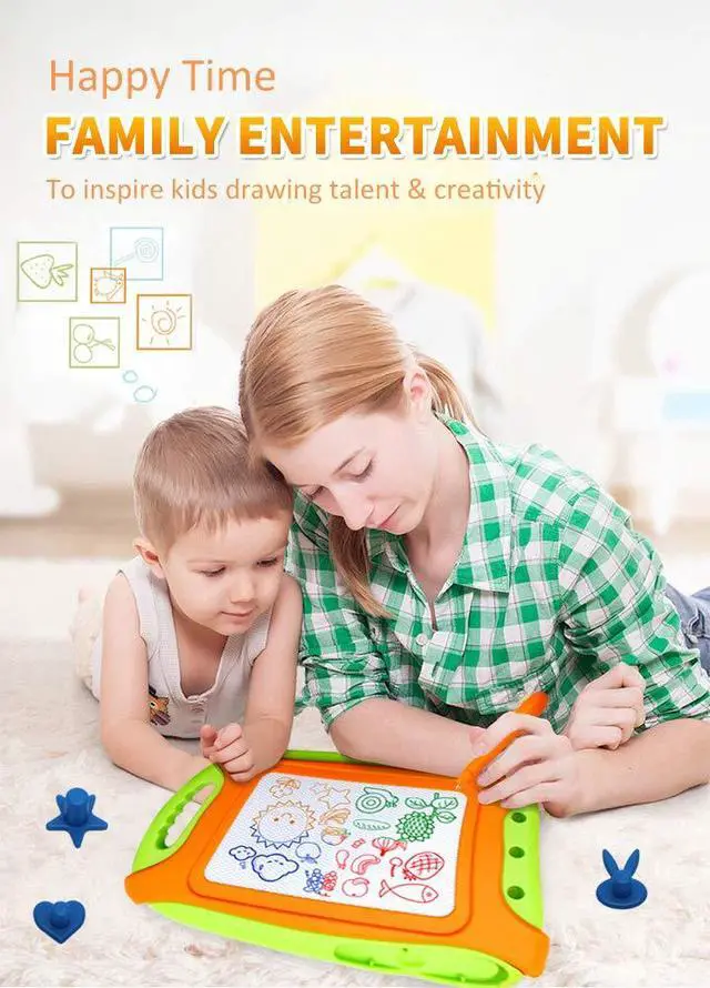 Alt view image 5 of 7 - Magnetic Drawing Board for Toddlers,Travel Size Toddlers Toys A Etch Toddler Sketch Colorful Erasable with One Carry Bag Magnet Pen and Three Stampers