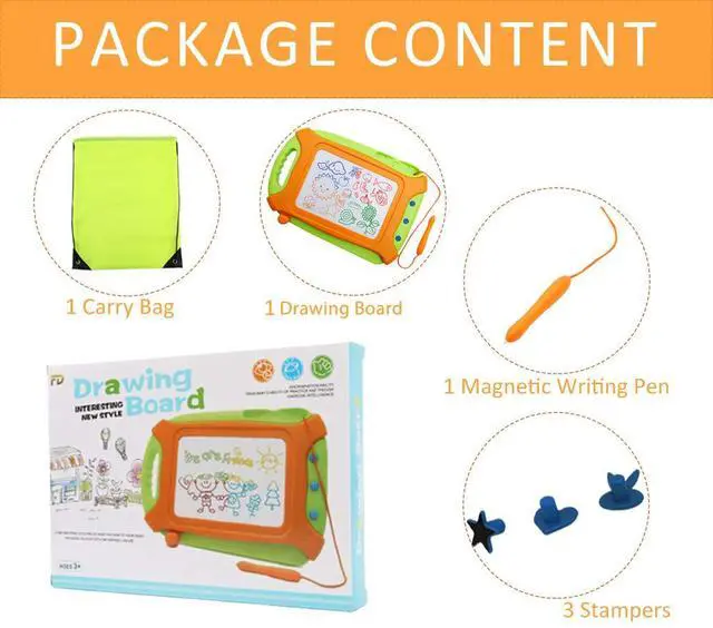Alt view image 7 of 7 - Magnetic Drawing Board for Toddlers,Travel Size Toddlers Toys A Etch Toddler Sketch Colorful Erasable with One Carry Bag Magnet Pen and Three Stampers