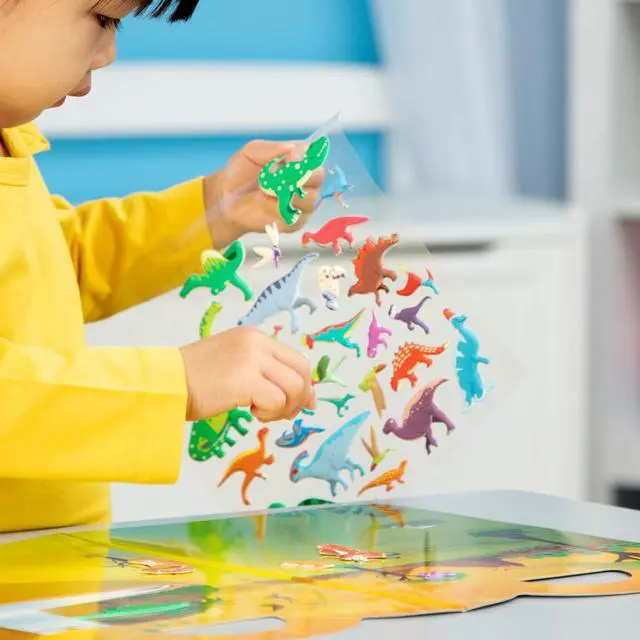 Alt view image 5 of 7 - Dinosaur Puffy Sticker Play Set Travel Toy with Double-Sided Background, 36 Reusable Puffy Stickers - FSC Certified