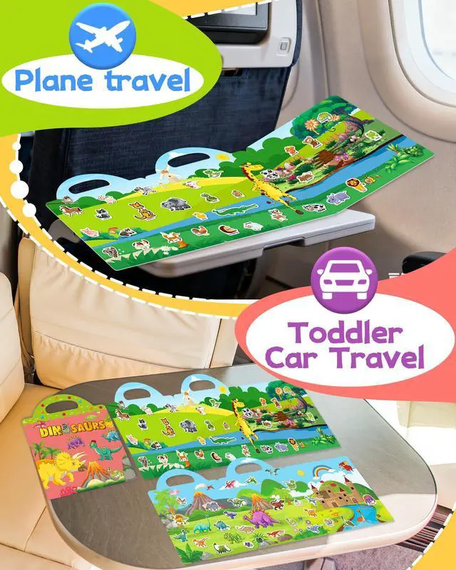 Alt view image 2 of 6 - Reusable Sticker Book for Toddlers, Stickers for Kids, Travel Toy | Toddler Toys, Boys Girls Birthday Gifts, Airplane & Road Trip Essentials Kids, No Mess Waterproof Toddler Crafts Activities