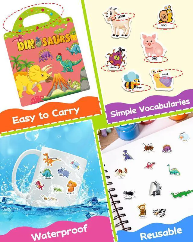 Alt view image 5 of 6 - Reusable Sticker Book for Toddlers, Stickers for Kids, Travel Toy | Toddler Toys, Boys Girls Birthday Gifts, Airplane & Road Trip Essentials Kids, No Mess Waterproof Toddler Crafts Activities