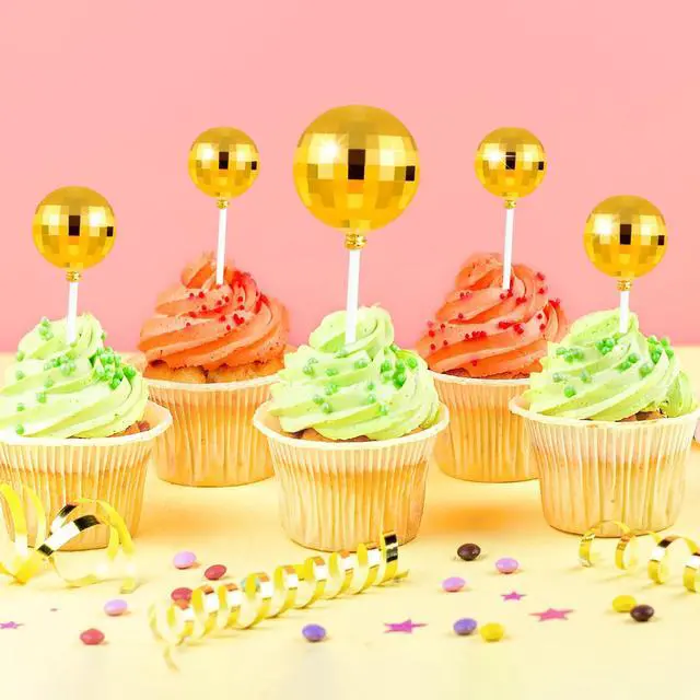 Alt view image 6 of 6 - 20 Pcs Gold Disco Balls Cake Topper Decorations for Birthday Cake | Cake Topper Sticks, Graduation Cake Decor, Reusable Cake Decor Birthday Cake Decortion, Plastic Disco Ball Cake Decor