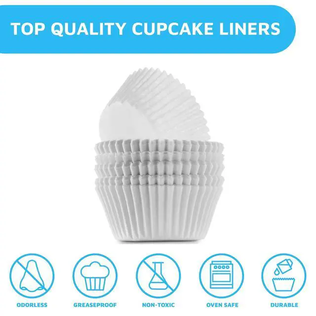 Alt view image 2 of 7 - Mini White Cupcake Liners | 500 Paper Baking Cups | Greaseproof No Smell Cupcake Wrappers | Muffin Liners for Desserts & Candies Cupcake Liner for Holidays, Birthdays & Protein Balls