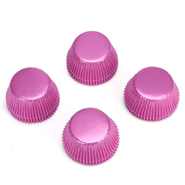 Alt view image 3 of 7 - Standard Pink Foil Cupcake Liners for Baking 200 Count - Metallic Greaseproof Cupcake Wrappers Muffin Cups, Heavy Duty, Non-Stick, Easy to Peel