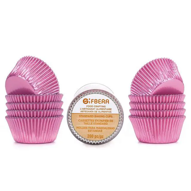Alt view image 6 of 7 - Standard Pink Foil Cupcake Liners for Baking 200 Count - Metallic Greaseproof Cupcake Wrappers Muffin Cups, Heavy Duty, Non-Stick, Easy to Peel