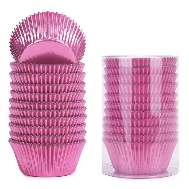 Alt view image 7 of 7 - Standard Pink Foil Cupcake Liners for Baking 200 Count - Metallic Greaseproof Cupcake Wrappers Muffin Cups, Heavy Duty, Non-Stick, Easy to Peel