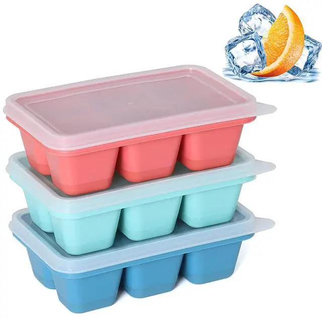 Main image of Mini Ice Cube Trays for Freezer, 3 Pack Small Ice Cube Trays with Lids, Easy-Release Flexible Bottom, Stackable Ice Cube Molds for Mini Fridge, Dorm, RV, Travel & Small Freezer
