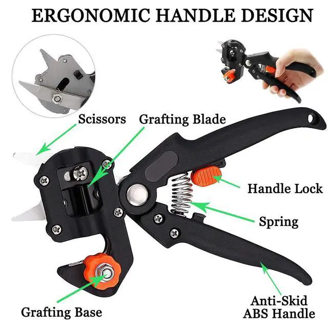 Alt view image 2 of 7 - 2-in-1 Garden Grafting Tools Pruner Kit, V-Graft Omega-Graft and U-Graft, Plant Branch Vine Fruit Tree Cutting Tool Kits Scissors
