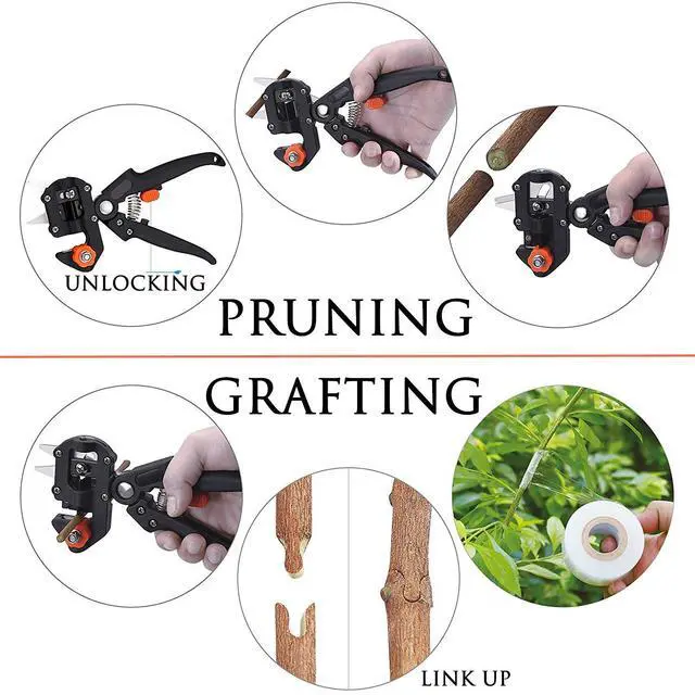 Alt view image 4 of 7 - 2-in-1 Garden Grafting Tools Pruner Kit, V-Graft Omega-Graft and U-Graft, Plant Branch Vine Fruit Tree Cutting Tool Kits Scissors