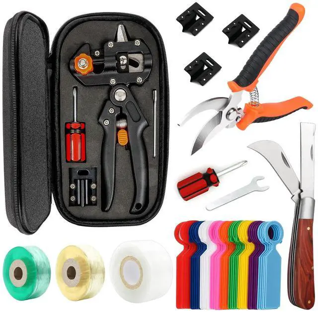 Main image of Upgrage Garden Grafting Tools, 2 in 1 Garden Pruning Tools Including Grafting Knife, Pruning Shears, Replacement Blades Grafting Tapes and Labels for Plant Branch Fruit Tree Cutting Pruner Tool Kits