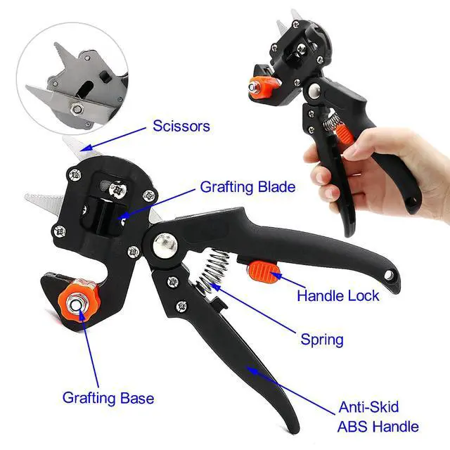 Alt view image 2 of 7 - Upgrage Garden Grafting Tools, 2 in 1 Garden Pruning Tools Including Grafting Knife, Pruning Shears, Replacement Blades Grafting Tapes and Labels for Plant Branch Fruit Tree Cutting Pruner Tool Kits