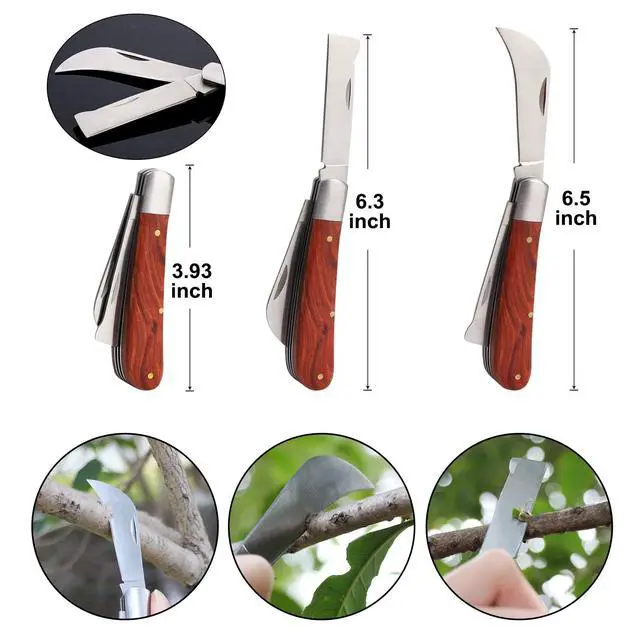 Alt view image 4 of 7 - Upgrage Garden Grafting Tools, 2 in 1 Garden Pruning Tools Including Grafting Knife, Pruning Shears, Replacement Blades Grafting Tapes and Labels for Plant Branch Fruit Tree Cutting Pruner Tool Kits