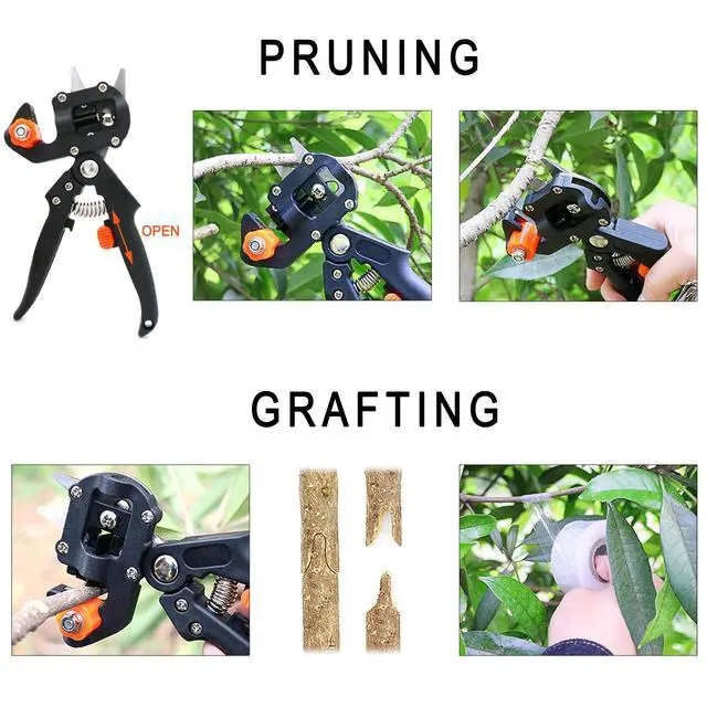 Alt view image 6 of 7 - Upgrage Garden Grafting Tools, 2 in 1 Garden Pruning Tools Including Grafting Knife, Pruning Shears, Replacement Blades Grafting Tapes and Labels for Plant Branch Fruit Tree Cutting Pruner Tool Kits