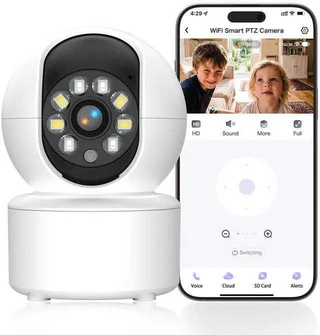 Main image of Indoor Security Camera, 2.4GHz Wireless Camera for Home Security | 355° PTZ Pet Camera for Baby Monitor with Night Vision AI Human Tracking