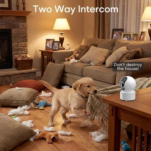 Alt view image 4 of 7 - Indoor Security Camera, 2.4GHz Wireless Camera for Home Security | 355° PTZ Pet Camera for Baby Monitor with Night Vision AI Human Tracking