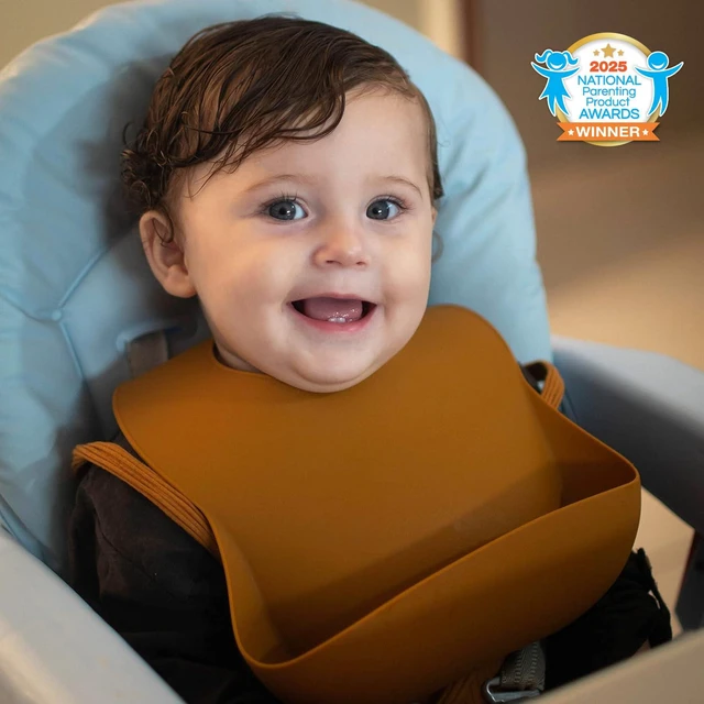Alt view image 3 of 7 - Silicone Baby Bibs Set of 2, BPA Free Waterproof Baby Bibs for Eating, Soft Adjustable Silicone Bibs for Babies 6-12 Months, Toddler Bibs with Large Pocket Food Catcher (Tradewinds/Sage)