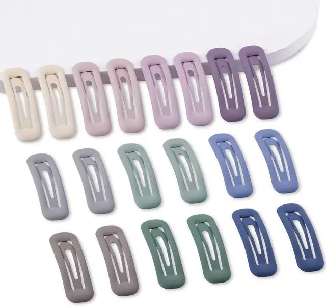 Main image of 20 PCS Small Rectangle Hair Barrettes For Women Non Slips Snap Clips For Thin Fine Hair, Matte Multi-colored,1.97 x 0.55Inch