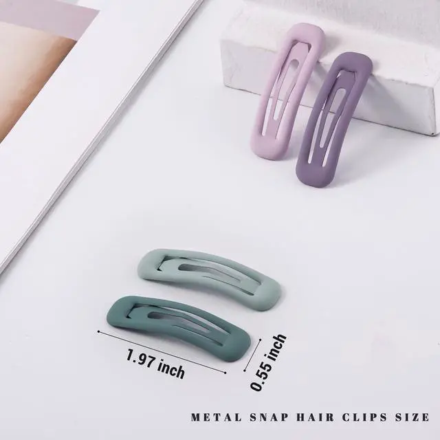 Alt view image 2 of 7 - 20 PCS Small Rectangle Hair Barrettes For Women Non Slips Snap Clips For Thin Fine Hair, Matte Multi-colored,1.97 x 0.55Inch
