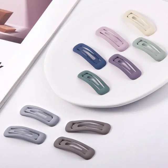 Alt view image 3 of 7 - 20 PCS Small Rectangle Hair Barrettes For Women Non Slips Snap Clips For Thin Fine Hair, Matte Multi-colored,1.97 x 0.55Inch