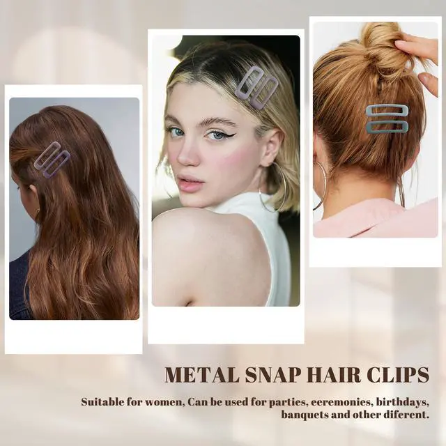Alt view image 7 of 7 - 20 PCS Small Rectangle Hair Barrettes For Women Non Slips Snap Clips For Thin Fine Hair, Matte Multi-colored,1.97 x 0.55Inch
