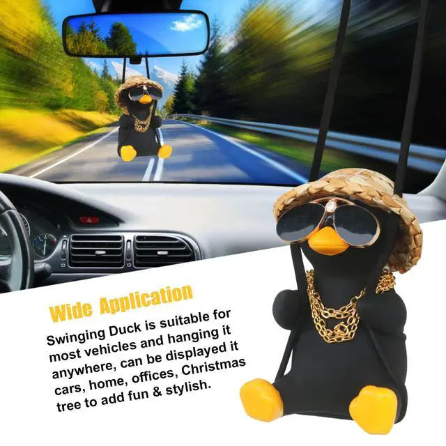 Alt view image 5 of 6 - Cool Car Accessories for Men Funny Black Duck Truck Rear View Mirrors Charm | Automotive Mirror Hanging Things Swinging Duck Ornaments for Boys Cute Dashboard Decorations Gifts Hippie Auto Must Haves