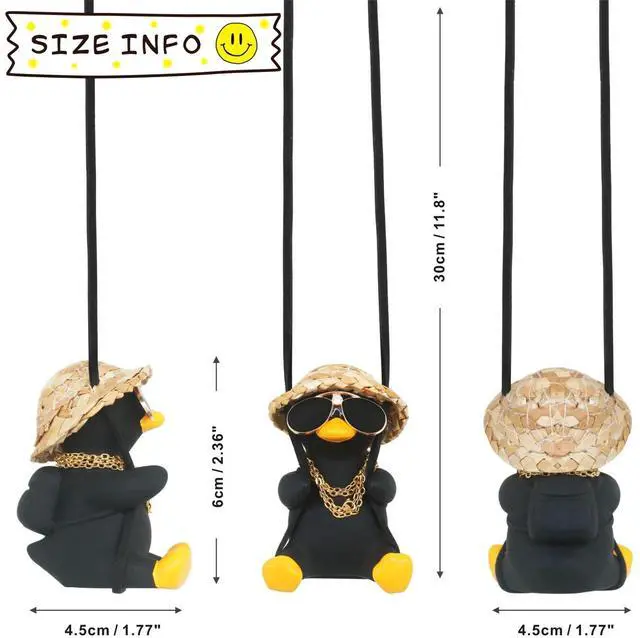 Alt view image 4 of 6 - Cool Car Accessories for Men Funny Black Duck Truck Rear View Mirrors Charm | Automotive Mirror Hanging Things Swinging Duck Ornaments for Boys Cute Dashboard Decorations Gifts Hippie Auto Must Haves