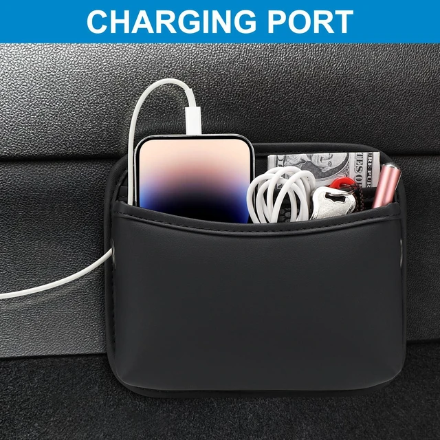 Alt view image 4 of 7 - Car Seat Side Pocket Organizer, PU Leather Pouch Bag for Car Seat, Door, Window, Console, Registration Wallet Cards Trash Phone Sunglasses Holder Pocket for Auto