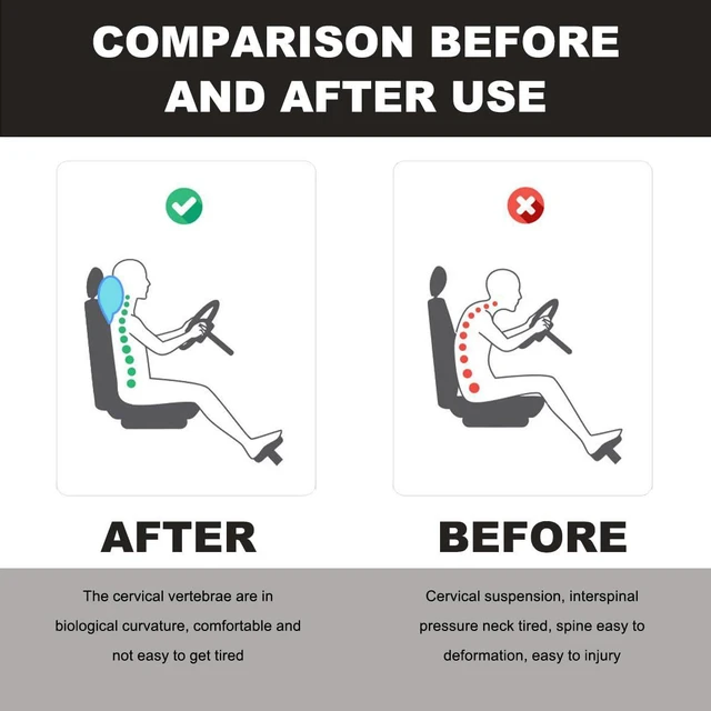 Alt view image 4 of 6 - 2PCS Car Neck Pillow, Soft Leather Headrest Pillow for Car Support Neck, Breathable Ergonomic Neck Support Relief Cushion for Driving with Adjustable Strap, Universal Car Accessories (Black&Red)