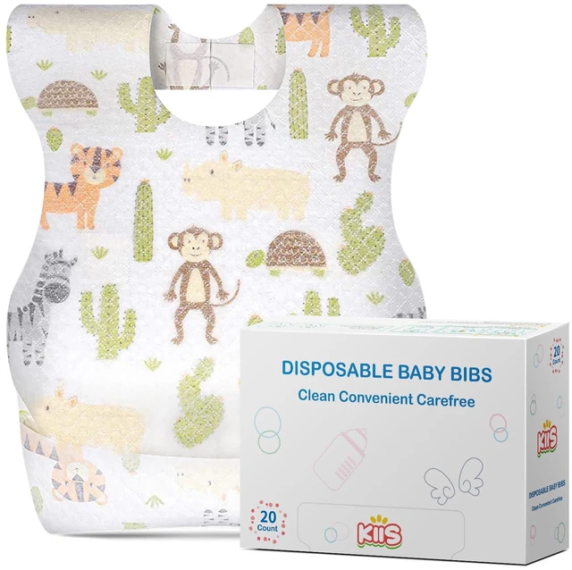 Main image of Disposable Baby Bibs for Baby Boys and Girls - Individually Packaged - Hygienic, Soft and Leakproof (20 PCS) (Animal)