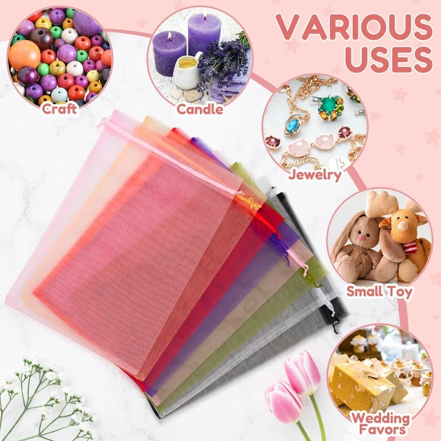 Alt view image 4 of 7 - 50PCS Organza Bags 8x12 Large White Mesh Bags Drawstring Gift Bag Pouches for Wedding Favors Goodie Sachet Jewelry, Sheer Treat Bag Bulk for Birthday Baby Bridal Shower Graduation Party