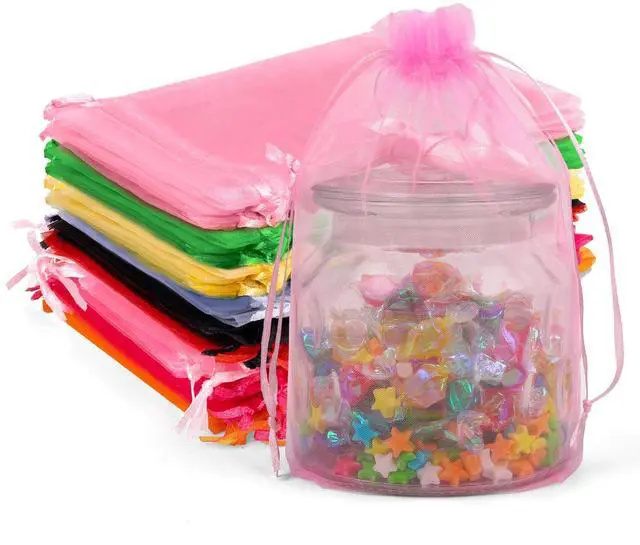 Main image of ANZNKU 50PCS Organza Bags 6x9 Multicolor Small Mesh Gift Bags Drawstring | 10-Color Sheer Sachet Jewelry Goodie Pouches, Party Favor Candy Bag for Wedding Birthday Baby Shower Halloween Packaging