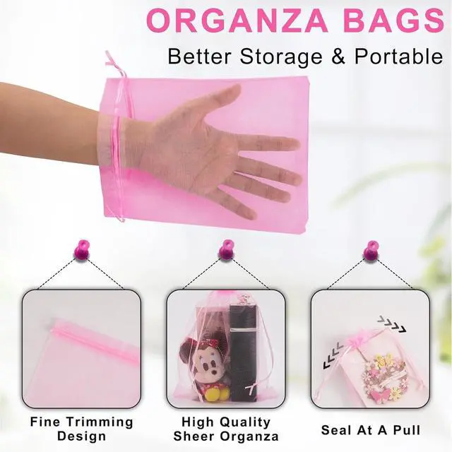 Alt view image 5 of 6 - ANZNKU 50PCS Organza Bags 6x9 Multicolor Small Mesh Gift Bags Drawstring | 10-Color Sheer Sachet Jewelry Goodie Pouches, Party Favor Candy Bag for Wedding Birthday Baby Shower Halloween Packaging