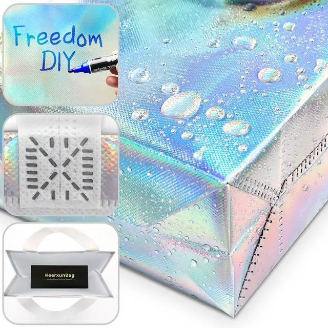 Alt view image 5 of 7 - KeerxunBag 12-piece colorful gift bag, containing hard cards and tissues | Medium 10x4x8in colorful design. Ideal for birthdays, parties, weddings & holidays. Durable, reusable & foldable.