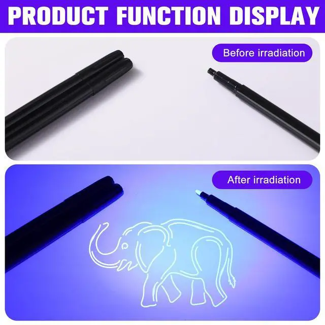 Alt view image 4 of 5 - Tegeme 8 Pcs Black Light Flashlight Invisible Ink Pen, Grey and Black | 4 Invisible Ink Pen 4 Grey Mini UV Flashlight, Disappearing Pen Spy Gadget Spy Party Favor, Christmas Halloween Holiday Gift