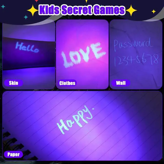 Alt view image 7 of 7 - Tegeme 10 Pcs Invisible Ink Pens Blacklight Flashlight, Black | Blacklight Pen Set Invisible Ink Pen Blacklight Flashlight, UV Invisible Ink Marker Black Light Markers