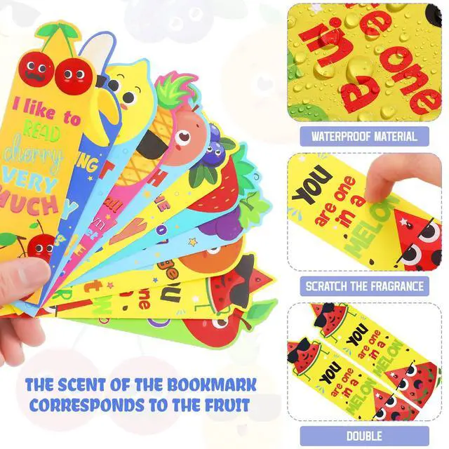 Alt view image 3 of 7 - Fainne 60 Pcs Fruit Scented Bookmarks for Kids Scratch and Sniff | Student Classroom Rewards, Back to School Favors, 1st 2nd 3rd Must Haves, Teacher Essentials, Book Club Reading Gifts