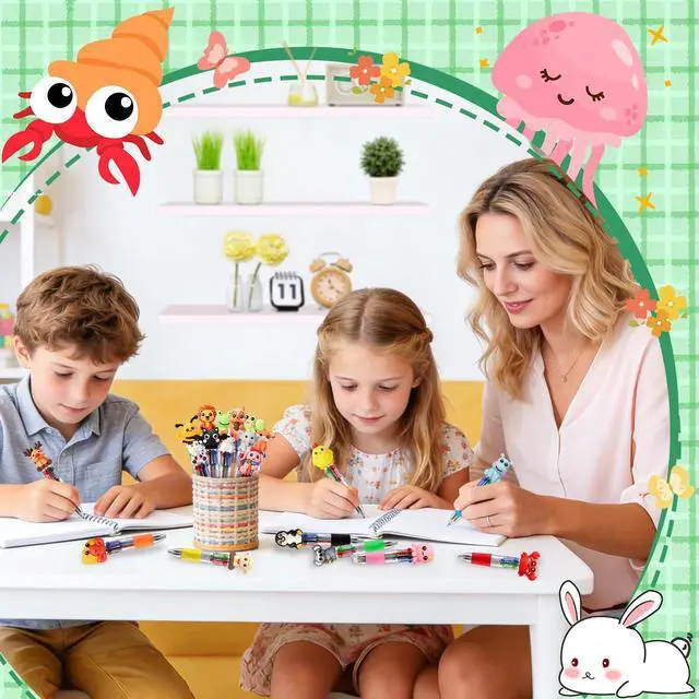 Alt view image 5 of 7 - SZCECHRE 24 Pcs Animal Pens Multicolor Pen in One 4-in-1 Cute Pens Bulk for Kids,Ballpoint Pen with Fun Animals Shapes for Birthday Party, Classroom Prize,School Supplies