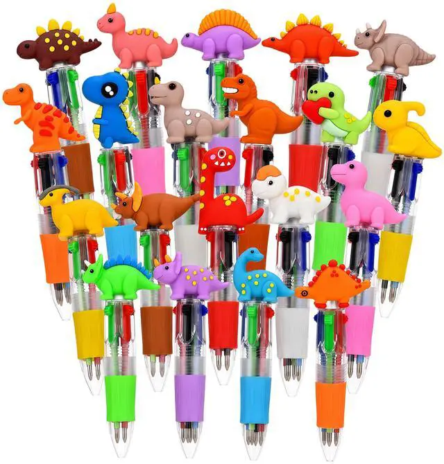 Main image of Oneshow 20 Pack Mini Dinosaur 4-in-1 Ballpoint Pens, Fun Multicolor Pen | Bulk Birthday Party Favors, Back to School Supplies, First Day of School Gifts, Classroom Rewards, Teacher Prize Box Supplies