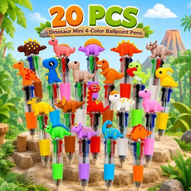 Alt view image 5 of 6 - Oneshow 20 Pack Mini Dinosaur 4-in-1 Ballpoint Pens, Fun Multicolor Pen | Bulk Birthday Party Favors, Back to School Supplies, First Day of School Gifts, Classroom Rewards, Teacher Prize Box Supplies