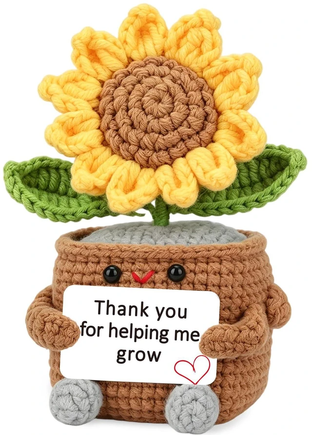 Main image of Teacher Appreciation Gifts for Women, Sunflower Thank You Helping Me Grow | Thank You Gifts for Women Teachers Back to School Teacher Birthday Retirement Gift Classroom, Sunflower Crochet With Card