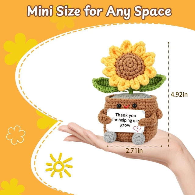 Alt view image 3 of 7 - Teacher Appreciation Gifts for Women, Sunflower Thank You Helping Me Grow | Thank You Gifts for Women Teachers Back to School Teacher Birthday Retirement Gift Classroom, Sunflower Crochet With Card