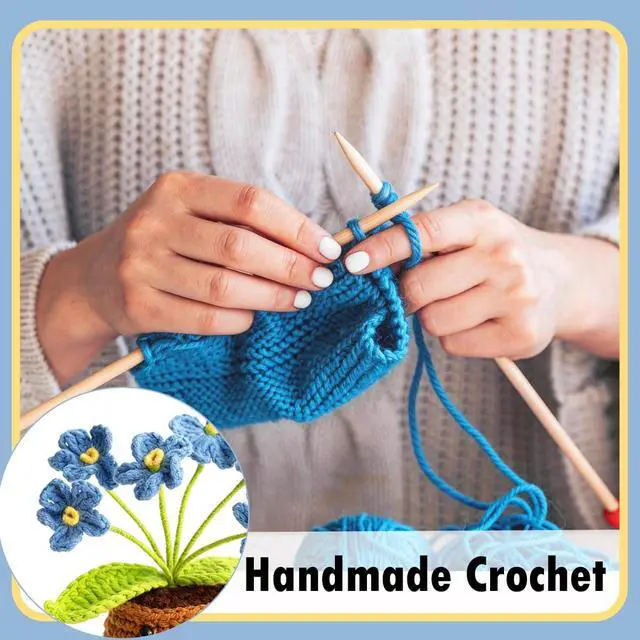 Alt view image 3 of 7 - Thank You Gifts for Teachers,Blue Positve Forget-Me-Not Crocheted Plants Thank You for Helping Me Grow Emotional Support Flowers Teacher Appreciation Day Gifts for Teachers Mentor