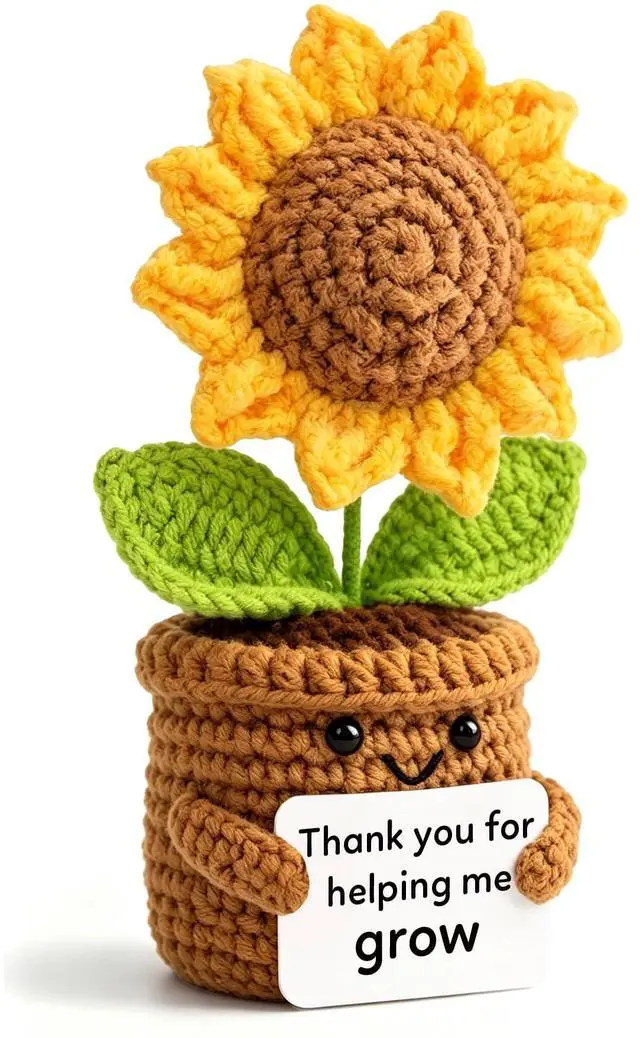 Main image of ilifemate Teacher Appreciation Gift, End of Year Teacher Gifts, Crochet Sunflower Teacher Gifts for Women Men - Thank You for Helping Me Grow, Love & Gratitude Decor for Classroom, Desk, Home