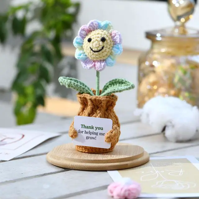 Alt view image 2 of 5 - YOOJEE Teacher Appreciation Gifts Thank You for Helping Me Grow! Handmade Positive Sunflower Crochet Gifts for Women Thank You End of Year Graduation Teacher Gifts from Student