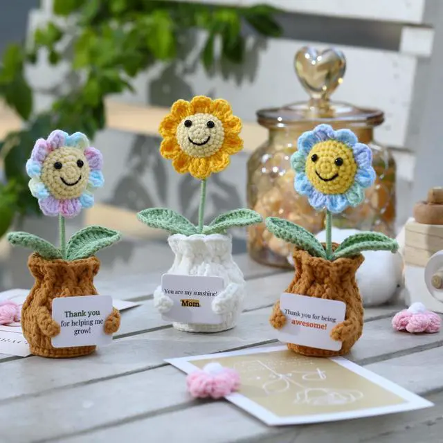 Alt view image 3 of 5 - YOOJEE Teacher Appreciation Gifts Thank You for Helping Me Grow! Handmade Positive Sunflower Crochet Gifts for Women Thank You End of Year Graduation Teacher Gifts from Student